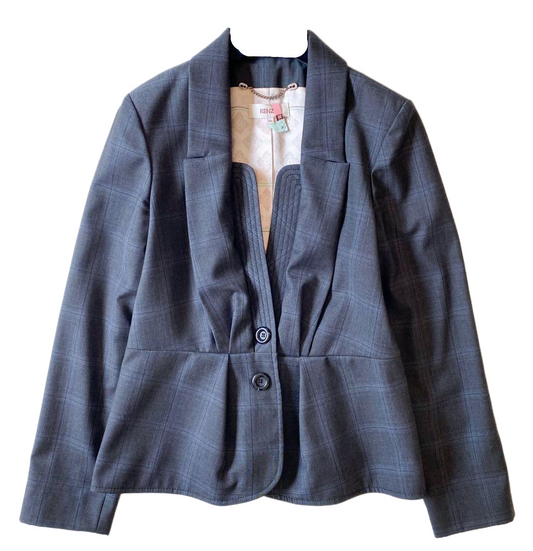 Kenzo Corset Peplum Checkered Blazer