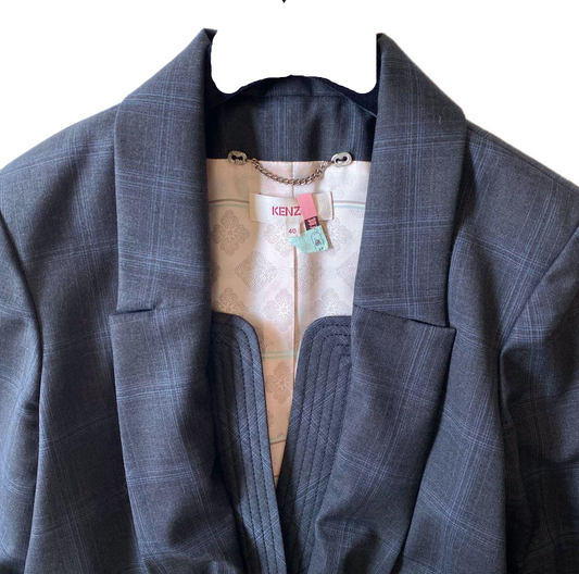 Kenzo Corset Peplum Checkered Blazer