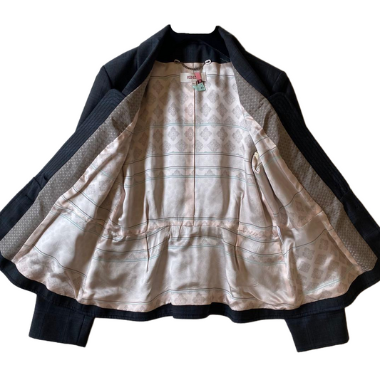 Kenzo Corset Peplum Checkered Blazer