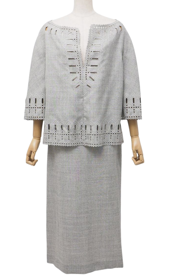 Valentino Boutique Cutwork Kaftan Top Skirt Set