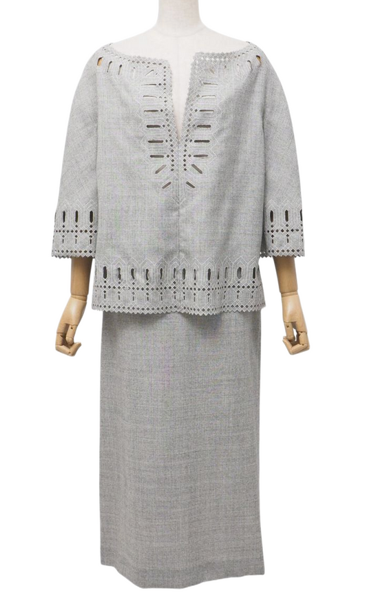 Valentino Boutique Cutwork Kaftan Top Skirt Set