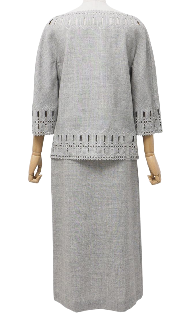 Valentino Boutique Cutwork Kaftan Top Skirt Set