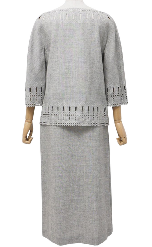 Valentino Boutique Cutwork Kaftan Top Skirt Set