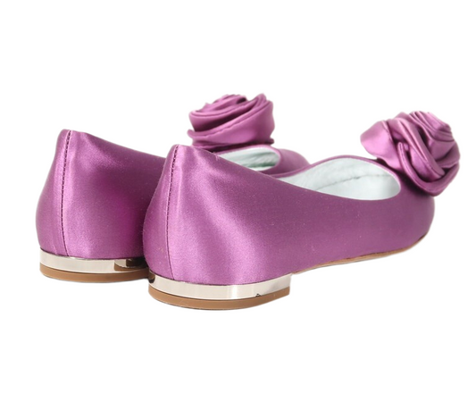 Giuseppe Zanotti Satin Flower Motif Purple Flats Sz 38 BNWB