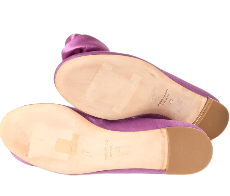 Giuseppe Zanotti Satin Flower Motif Purple Flats Sz 38 BNWB