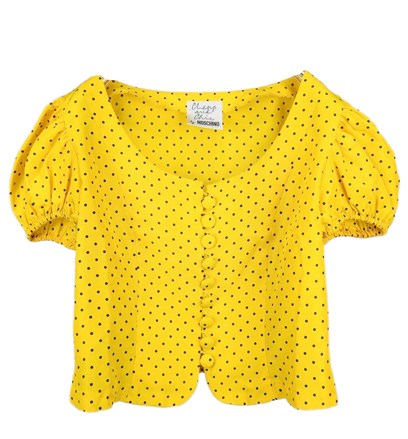 Moschino Cheap and Chic Polka Dot Puff SS Crop Top High Waist Trouser Set