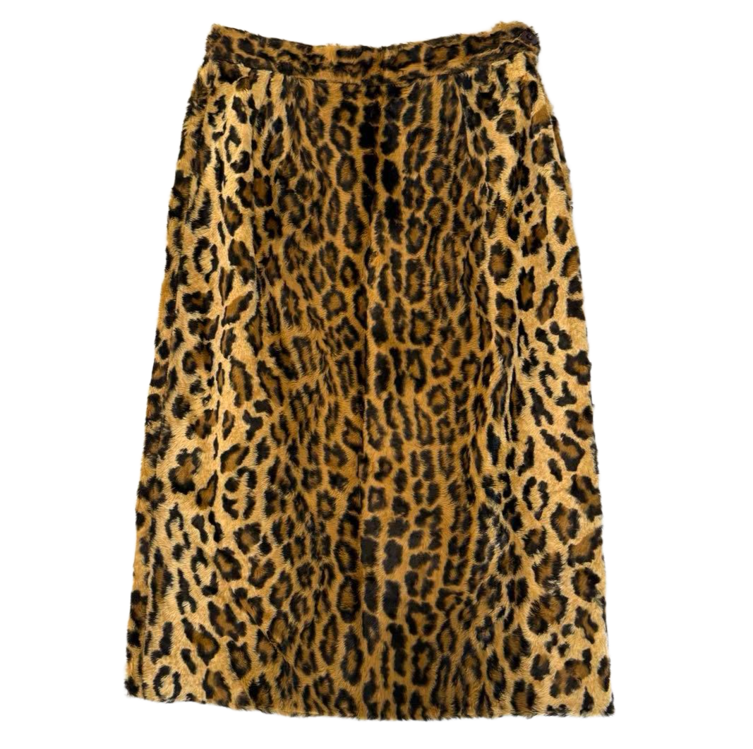 Valentino Garavini Leopard Fur Pencil Skirt