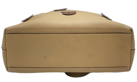 Prada Nude Leather Beige Grommet Metal Plates Handbag