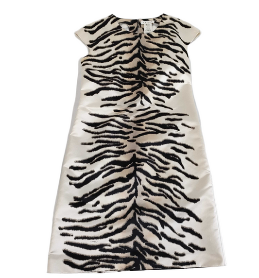Celine Silk Zebra Sless Dress Sz 40