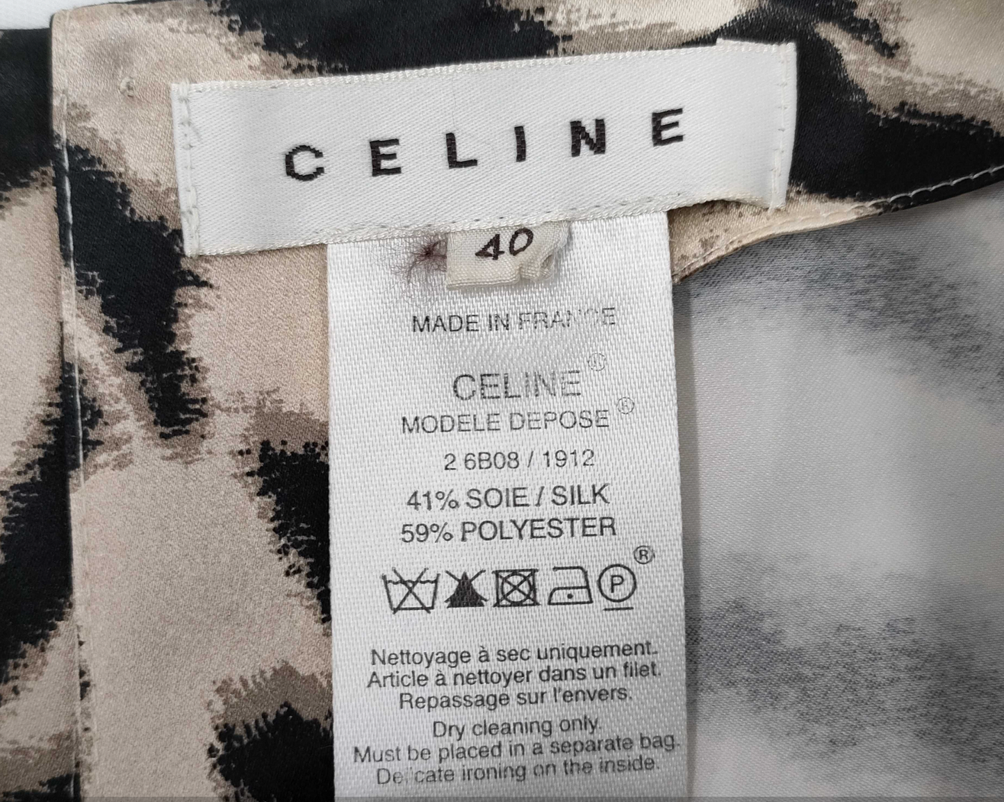 Celine Silk Zebra Sless Dress Sz 40
