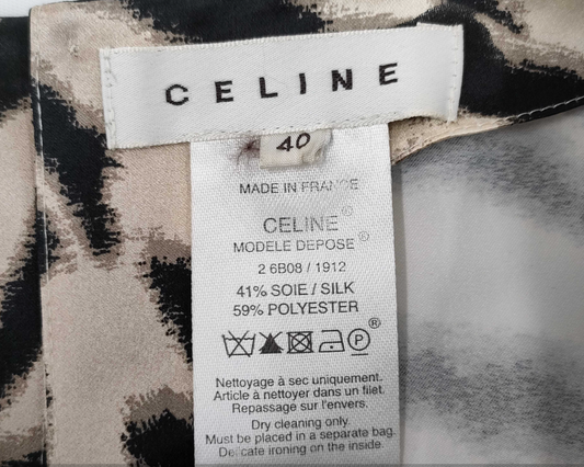 Celine Silk Zebra Sless Dress Sz 40