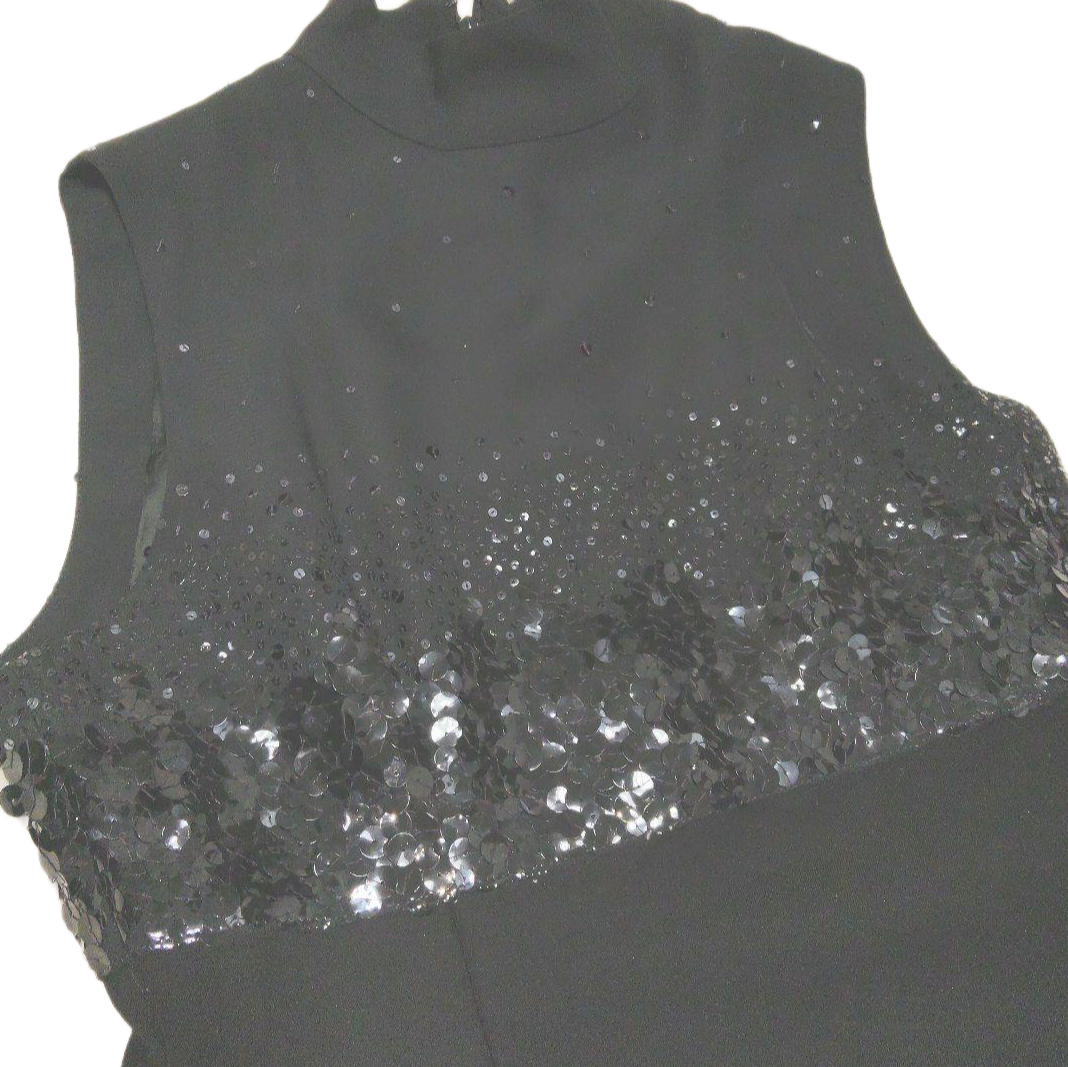 Iceberg Italian Sequin Mock Neck Sless Midi Dress Sz 42