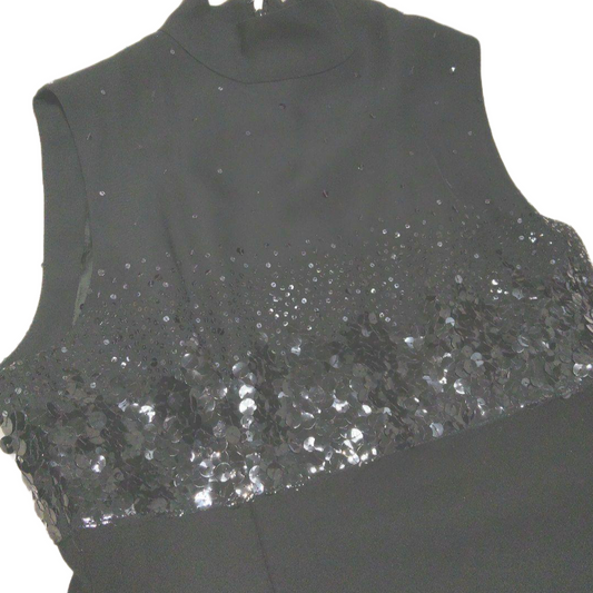 Iceberg Italian Sequin Mock Neck Sless Midi Dress Sz 42