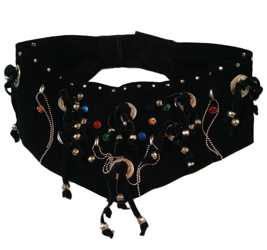 Suede Leather Western Studded Fringe Belt Made in Italy