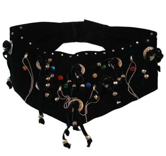 Suede Leather Western Studded Fringe Belt Made in Italy