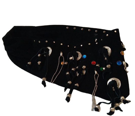Suede Leather Western Studded Fringe Belt Made in Italy