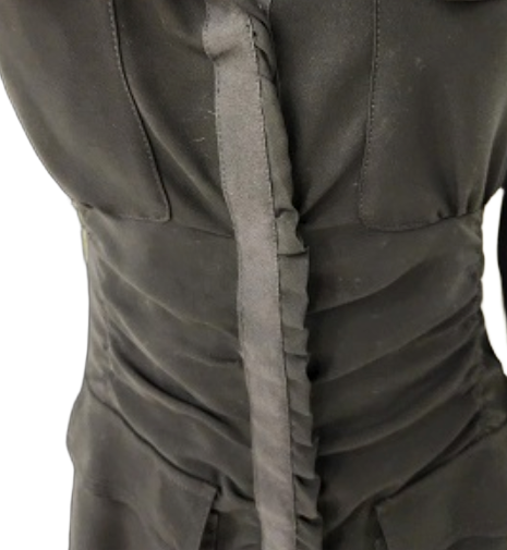 Donna Karan DKNY Shoudler Pad Ruffle Neck LS Shirt Dress w Pockets