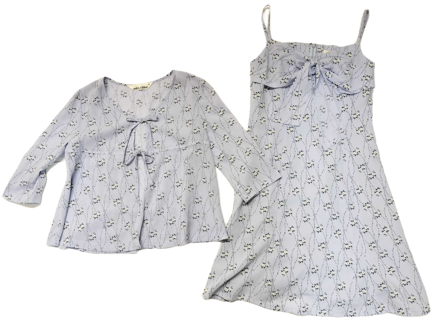 Miss Chloe Floral Sheer Cardigan/Cami Dress Set