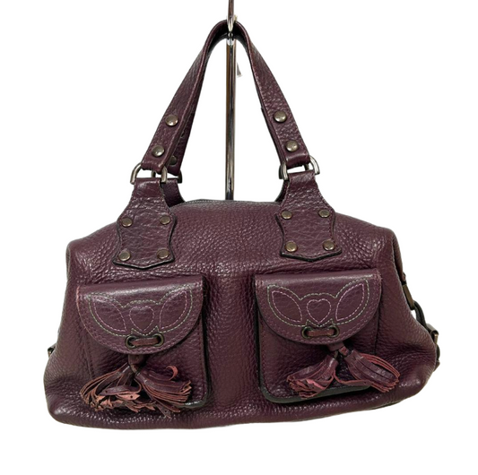 Mulberry Leather Purple Pocket Double Strap Tote Handbag
