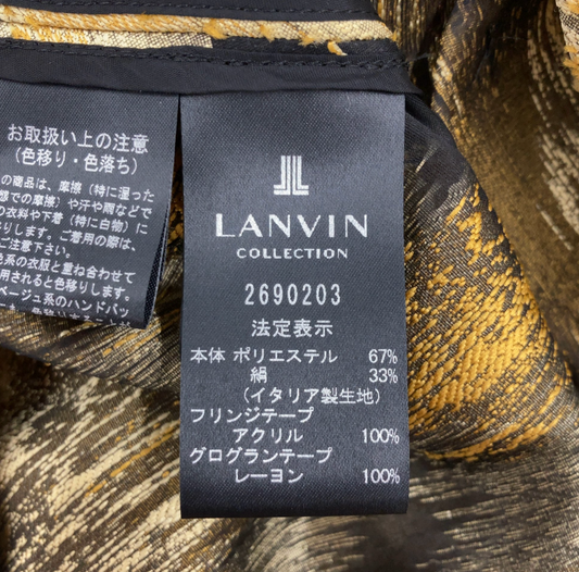 Lanvin Yellow Black High Neck Bell LS Abstract Print Blouse