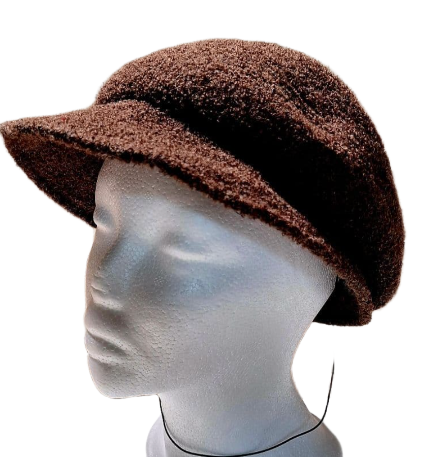 Jean Louis Scherrer Brown Tweed Short Brim Hat