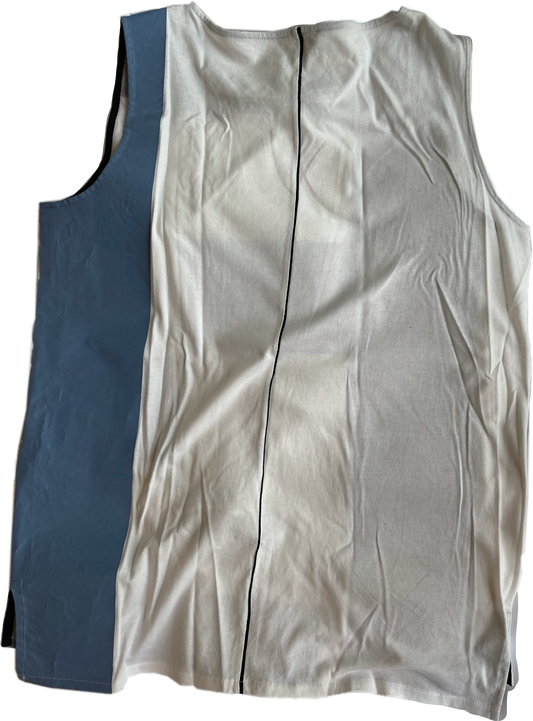 Fendi Teal/Beige F PrintSleeveless Tee