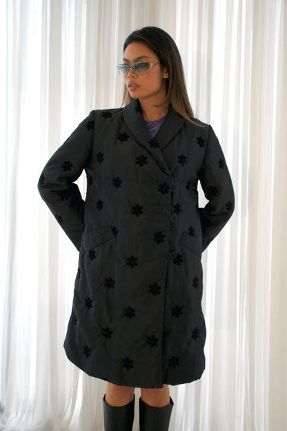 Giorgio Armani Floral Beaded Nylon Puffer Coat