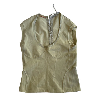 Prada Lace Up Embroidered Bustier Top