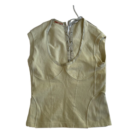Prada Lace Up Embroidered Bustier Top