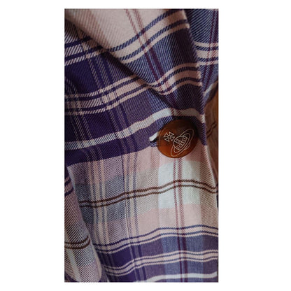 Vivienne Westwood Red Label Plaid Checkered Puff LS Tie Neck Coat