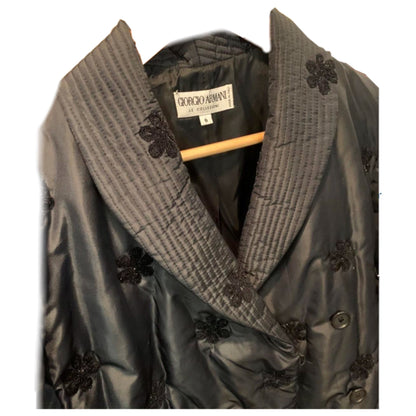 Giorgio Armani Floral Beaded Nylon Puffer Coat