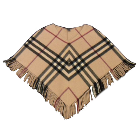 Burberry London Nova Check Fringe Poncho