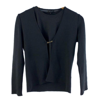 Gucci Knit LS Cardigan w Metal Plate Logo
