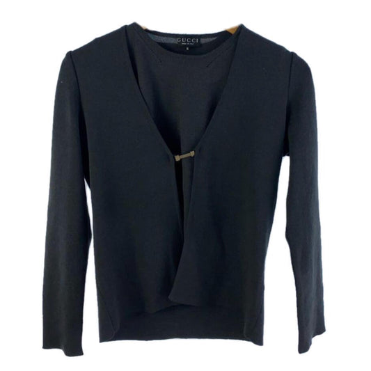 Gucci Knit LS Cardigan w Metal Plate Logo
