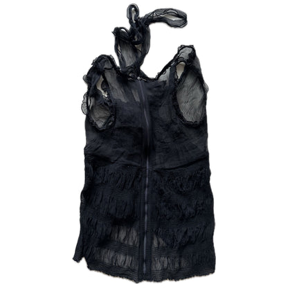 Dolce & Gabbana Silk Sheer Sless Corset Blouse w Wire & Rose Applique