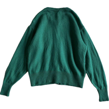 Yves Saint Laurent Green Button Down Gemstone Logo Cardigan