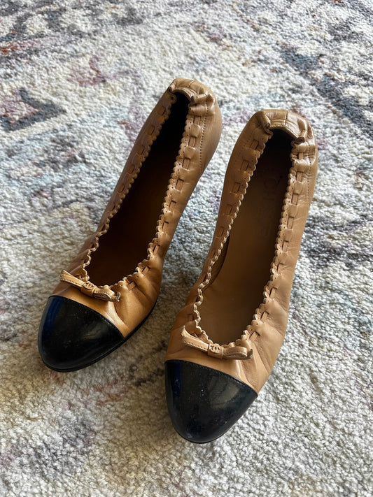 Chanel Two Tone Ballet Flat Heels
