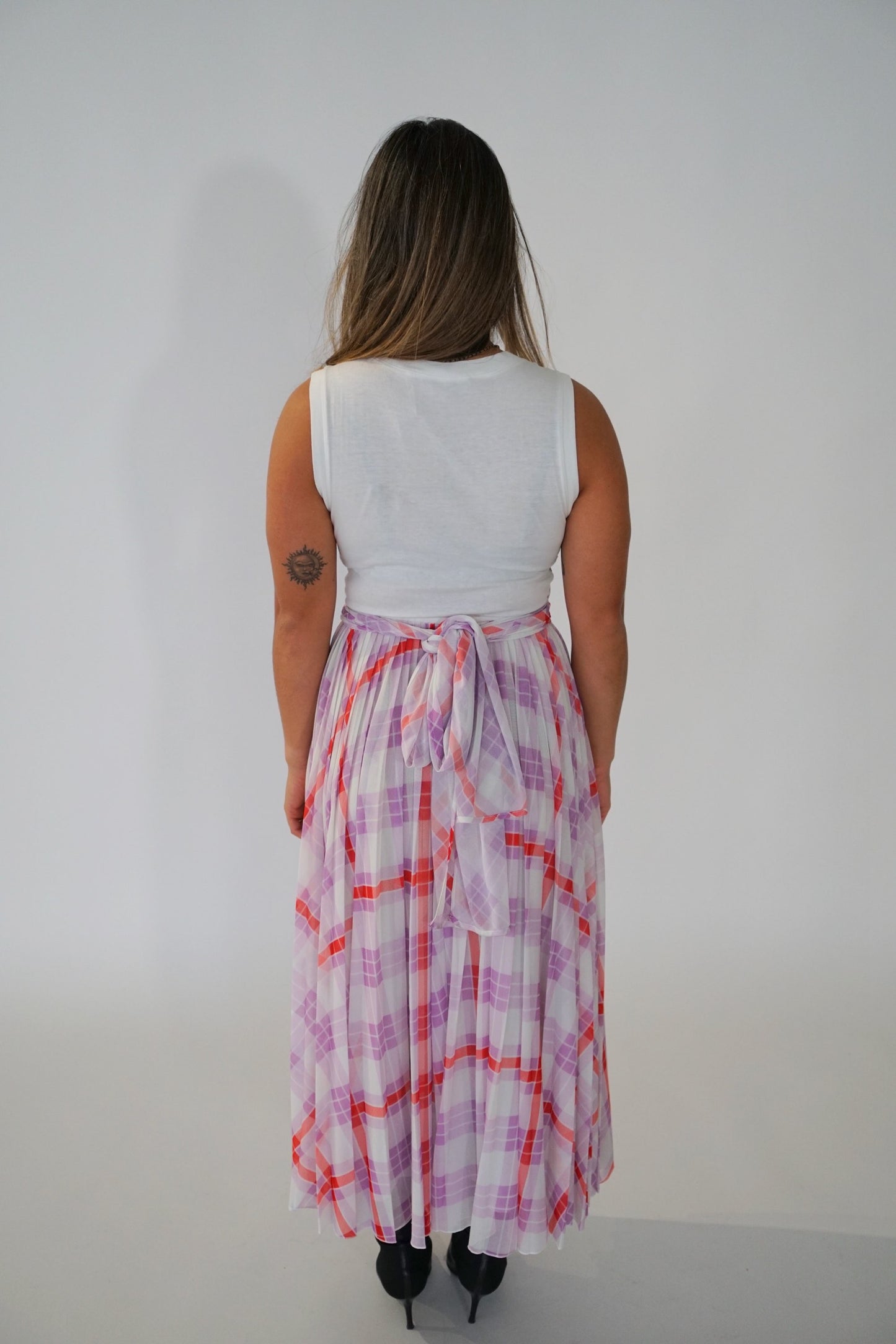 Sportmax Code Cotton Tartan Wrap Tank Sless Dress