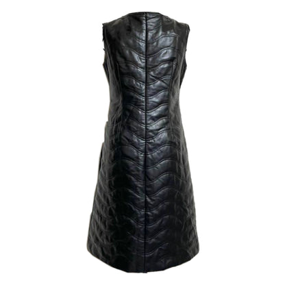 Courreges Faux Leather Logo Dresses