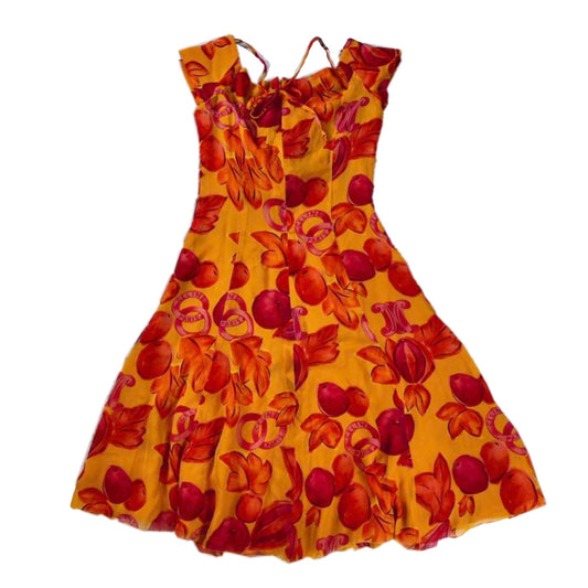 Celine Floral Logo Silk Midi Dress