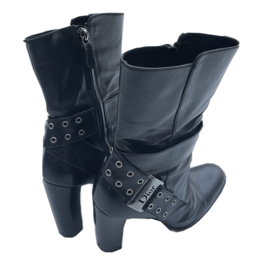 Christian Dior Buckle Leather Ankle Boots