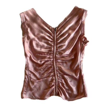 Prada Lace Satin Ruched Zip Back Cami