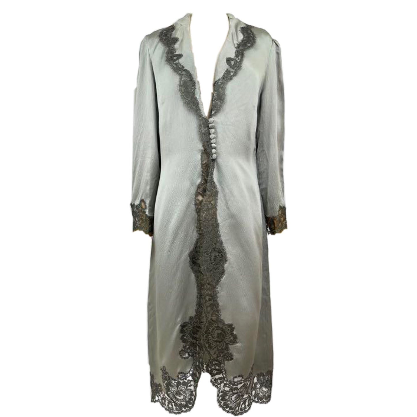Moschino Boutique Lace Trim Button Down Asymmetrical Tunic Top
