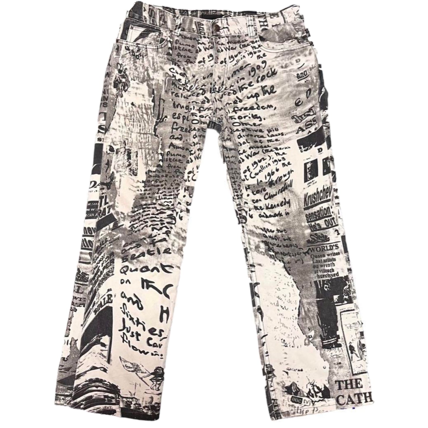 Roberto Cavalli Graffiti Newspaper Font Jeans