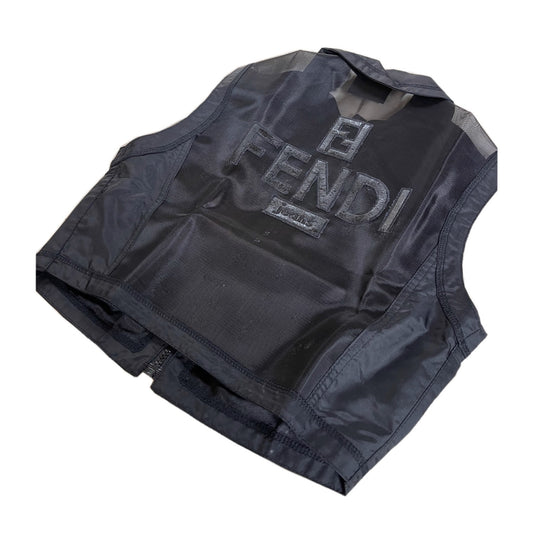 Fendi Mesh Logo Zip Crop Vest