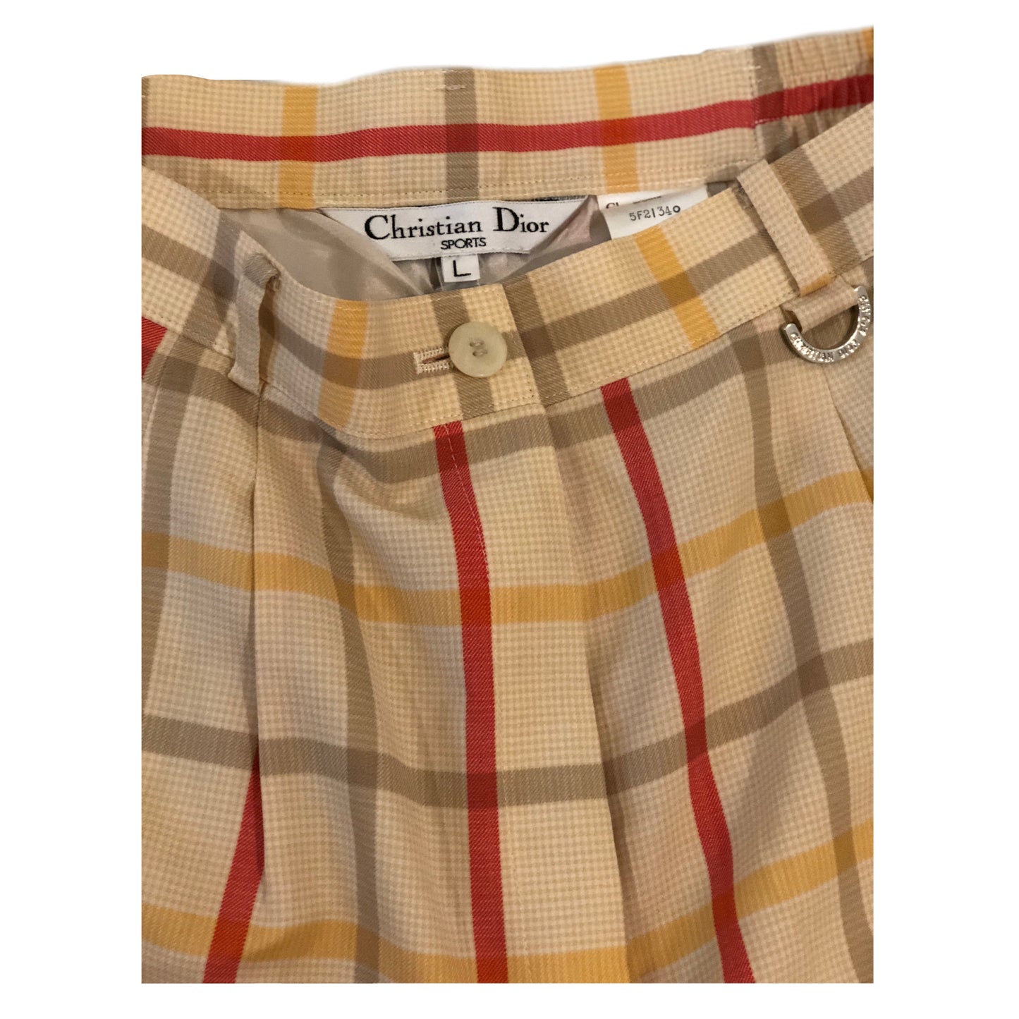 Christian Dior Sports Beige/Red/Yellow Check Pants