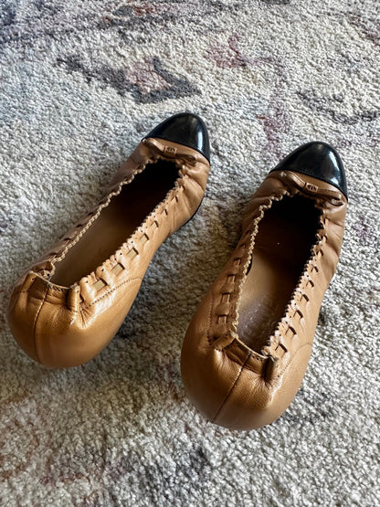 Chanel Two Tone Ballet Flat Heels