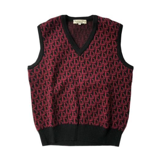 Christian Dior Black/Pink Trotter Monogram Knit Vest