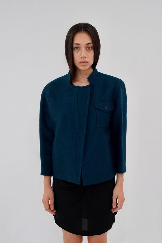 Christian Dior Teal Shoulder Pad Oversized Blazer