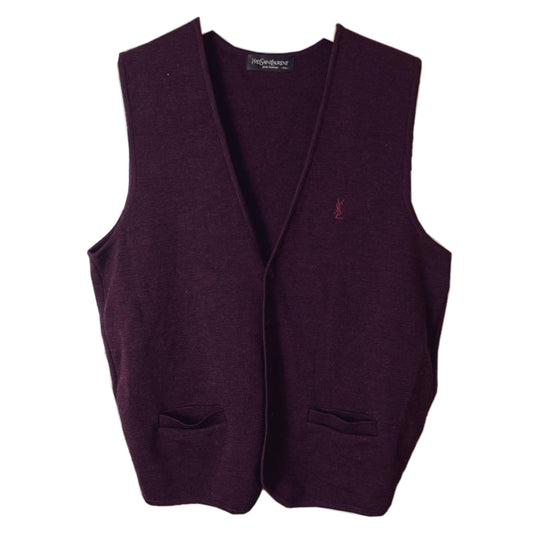 Yves Saint Laurent Homme Logo Knit Button Down V Neck Vest